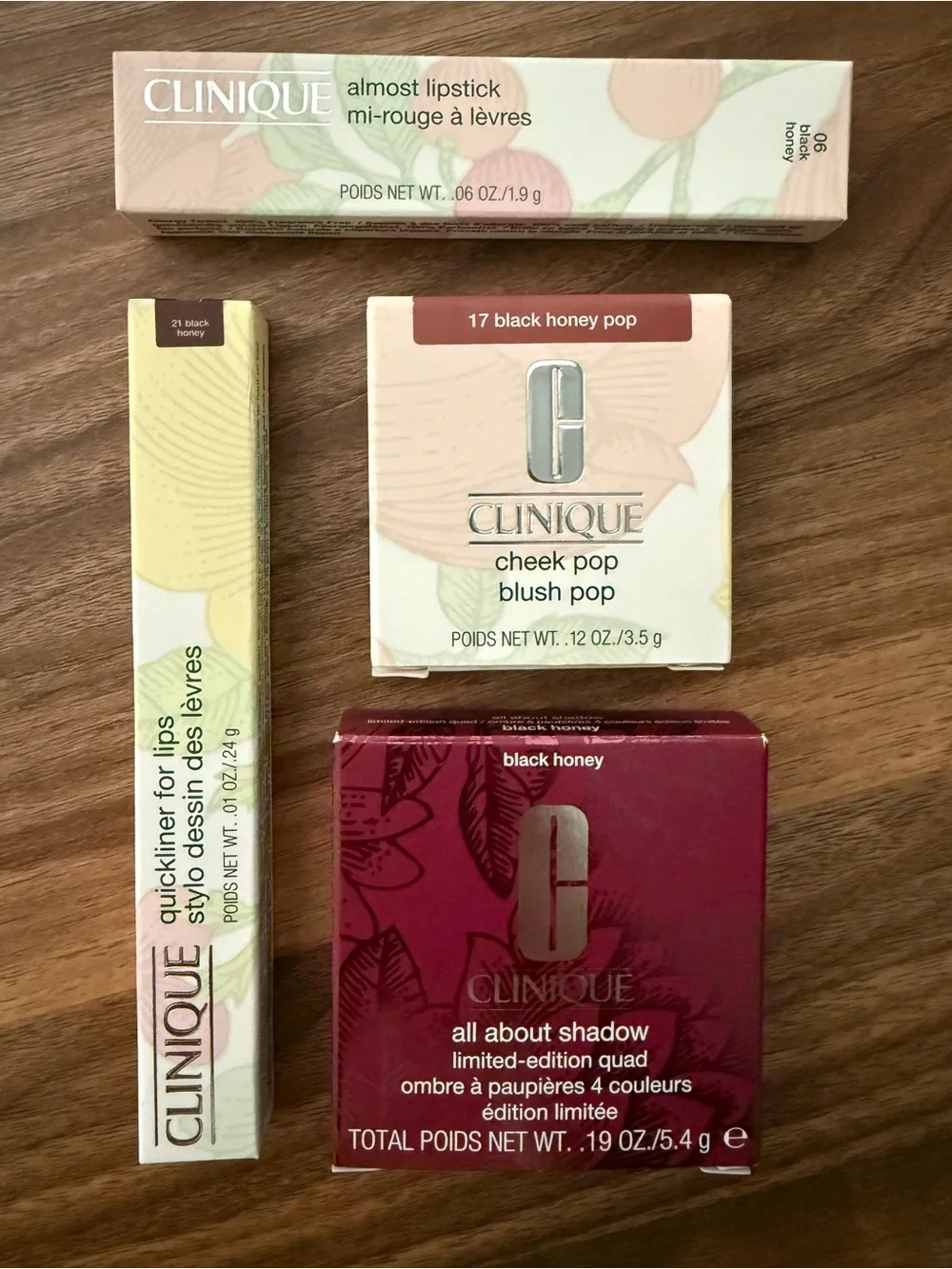 Clinique Black Honey Lipstick, Lip Liner, Cheek & Eye Set Beauty Bundle